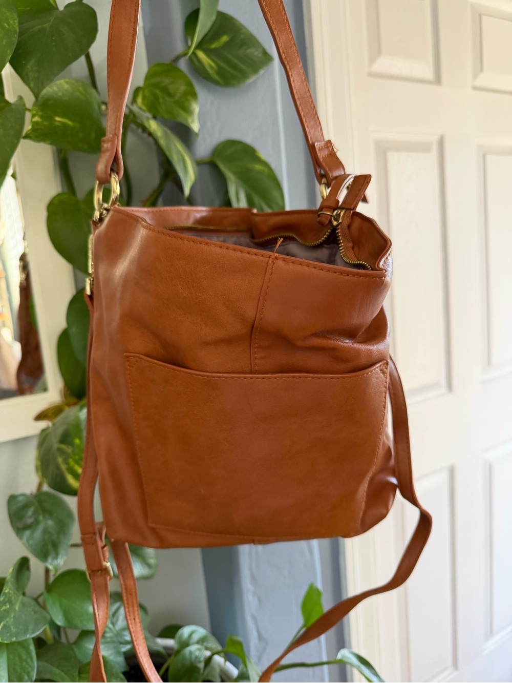 Mossimo Supply Co. Cognac Brown Leather Shoulder Bag